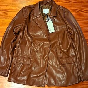 Faux Leather Brown Jacket Size Medium
